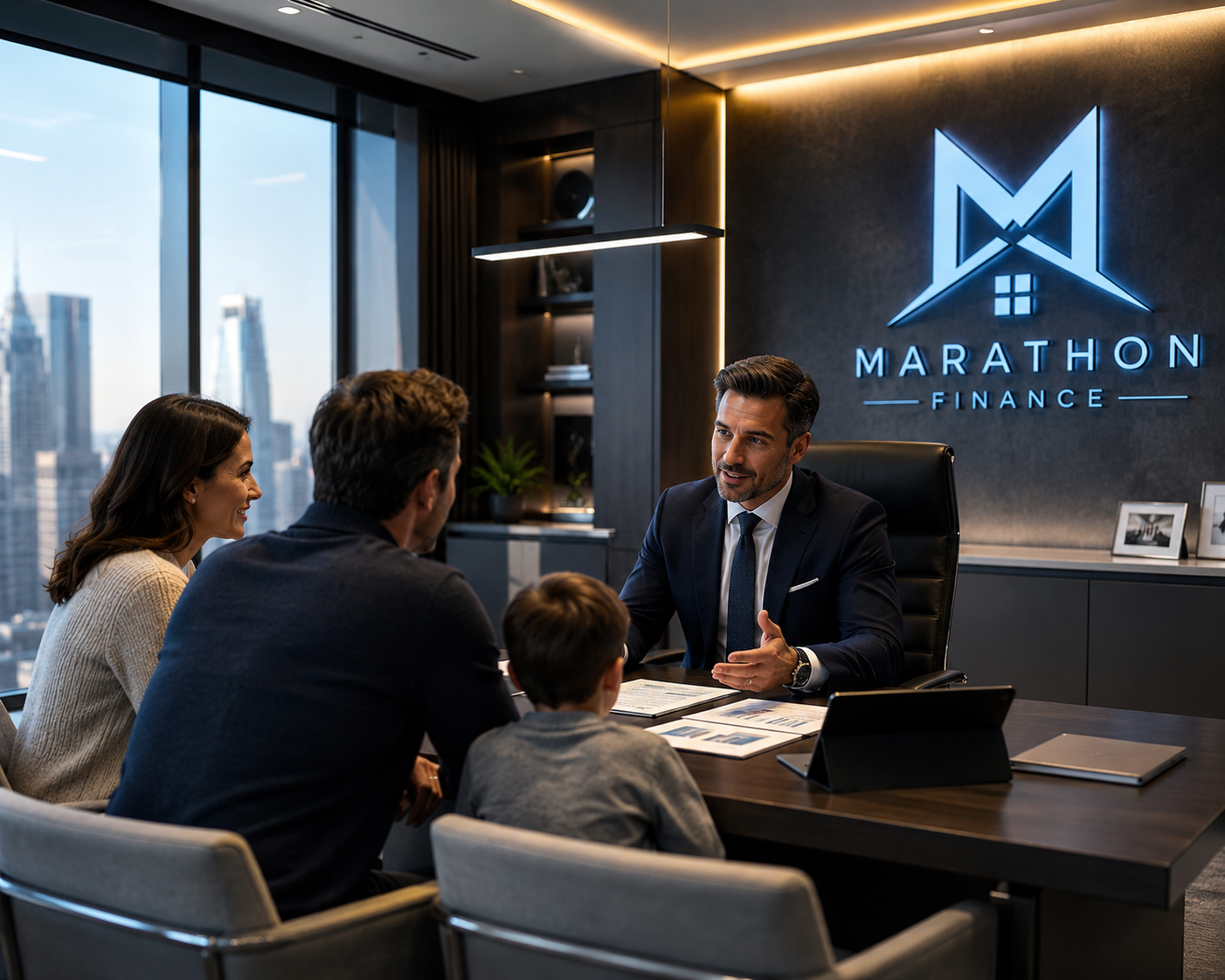 Marathon Finance broker meeting with a family